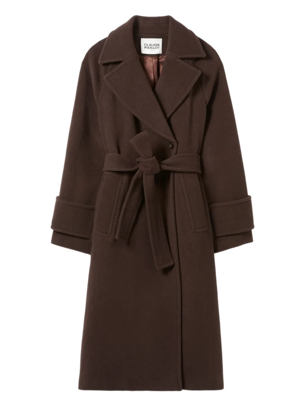 Claudie Pierlot belted long coat - Brown | Farfetch Global