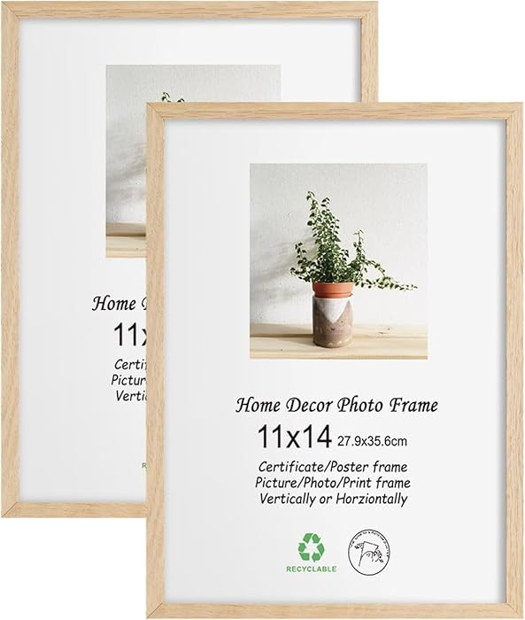 LYYYXGYP 11x14 Wood Picture Frame Set of 2 Oak Wooden Photo Frames Natural Solid Grain Beige Post... | Amazon (US)