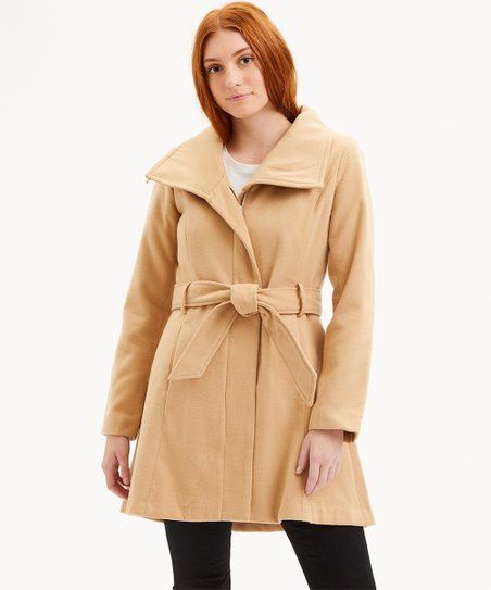 Camel Cowl-Neck Trench Coat - Women & Plus | Zulily