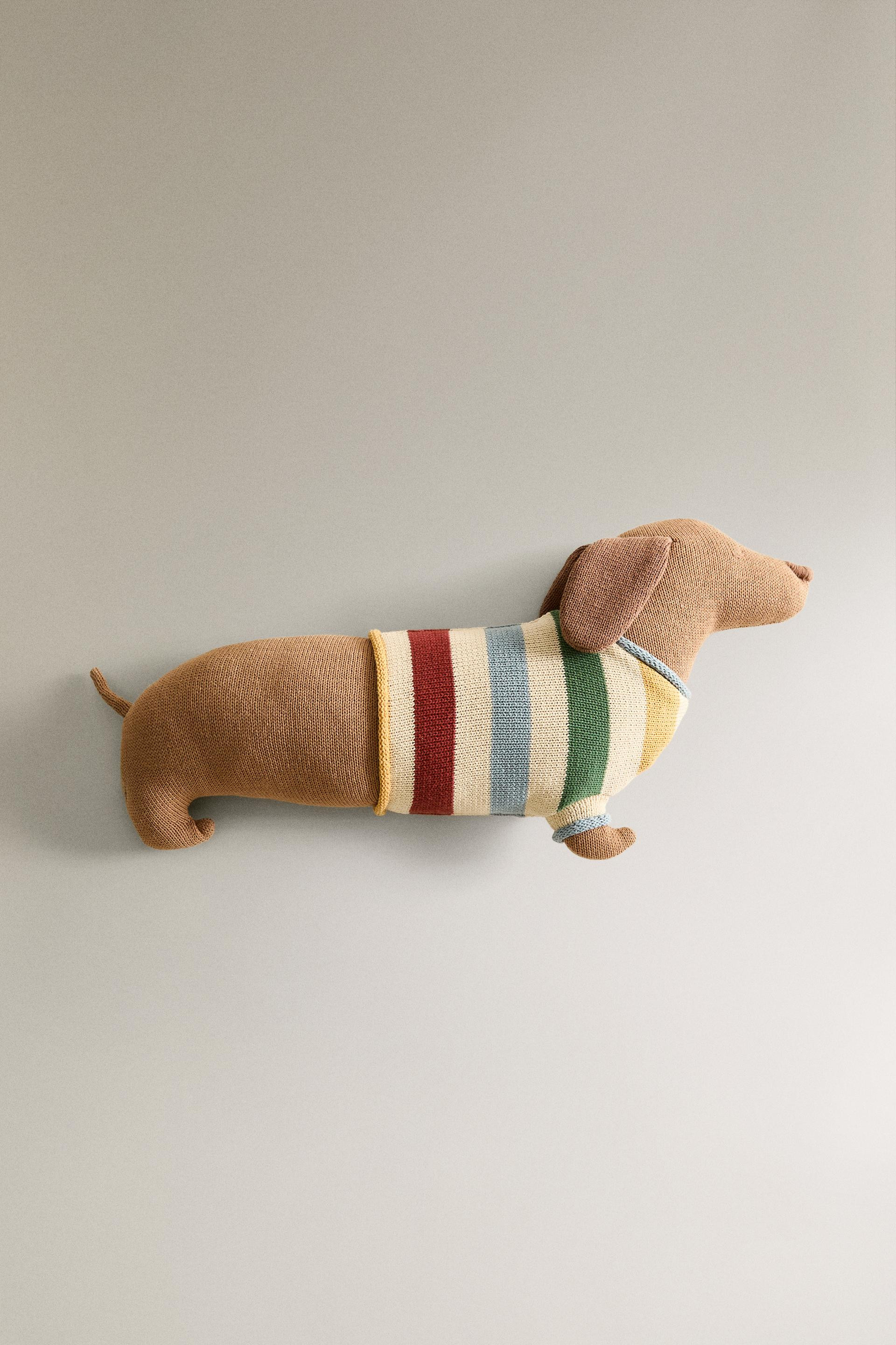 KIDS’ KNITTED DOG CUSHION - Multicolored - 10.6 x 21.6 x 2.4 " | Zara US