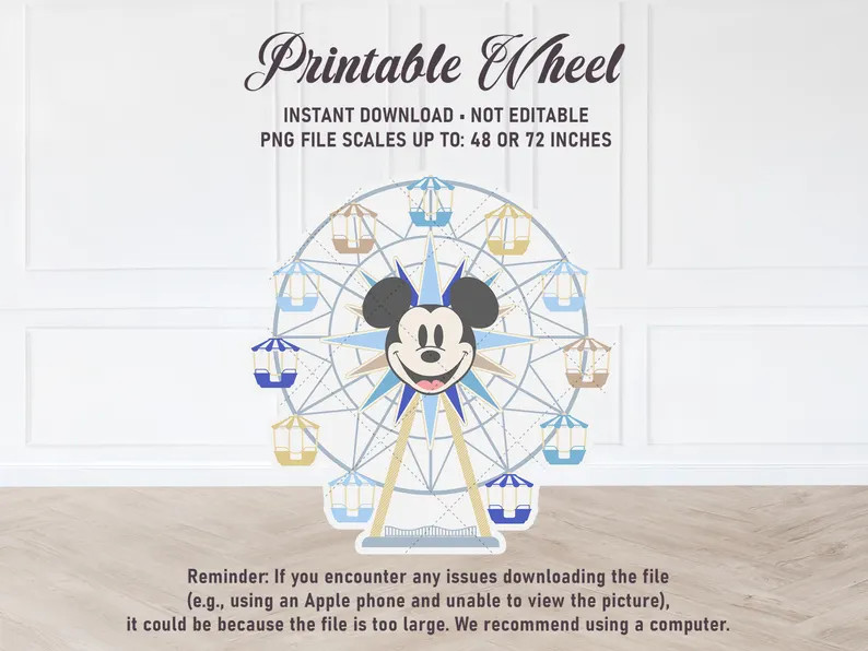 Printable Mickey Ferris Wheel Cutout, Disneyland Birthday Party Stand Up Prop, Mickey Baby Shower... | Etsy (US)