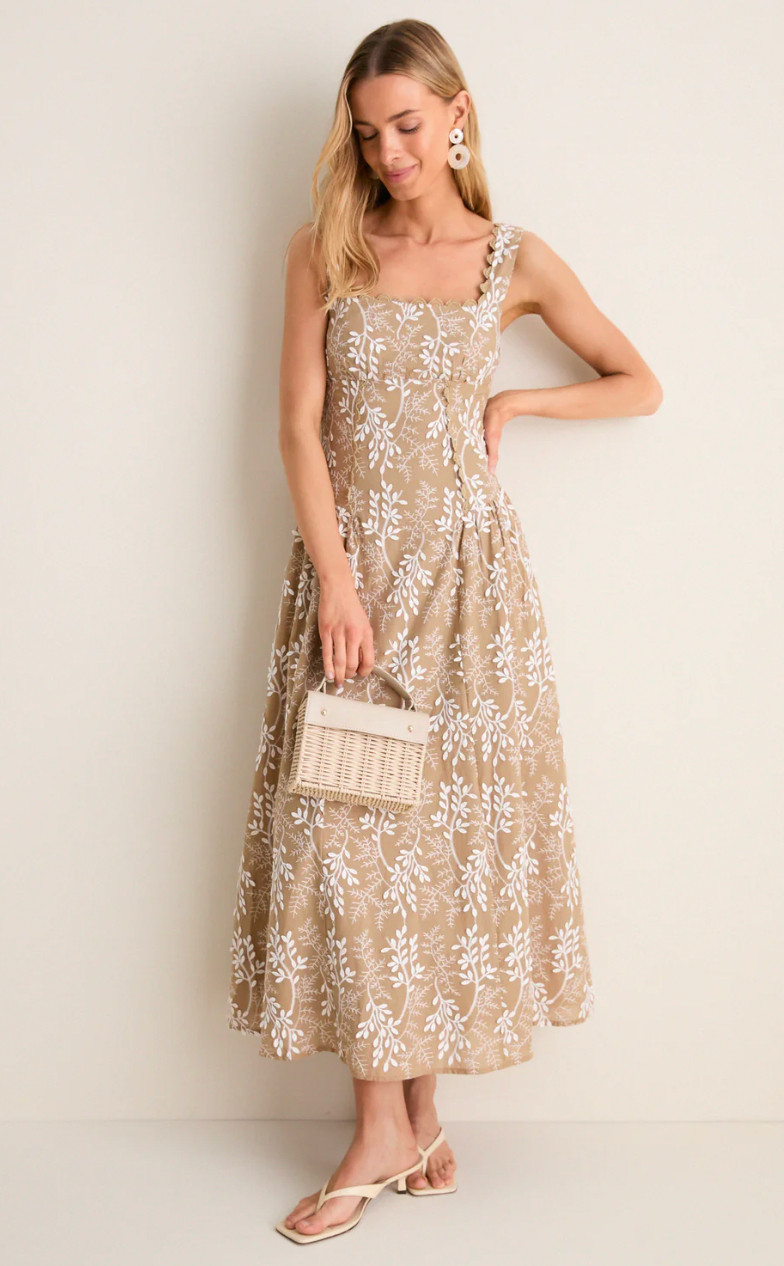 Mocha Square Neck Trim Corset Detail Midi Dress 

 #LTKootd #LTKmomlife #LTKTravel