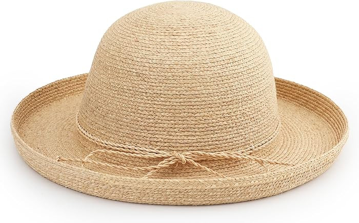 Raffia Straw Bucket Hat for Women, Packable Summer Beach Sun Hat, | Amazon (US)