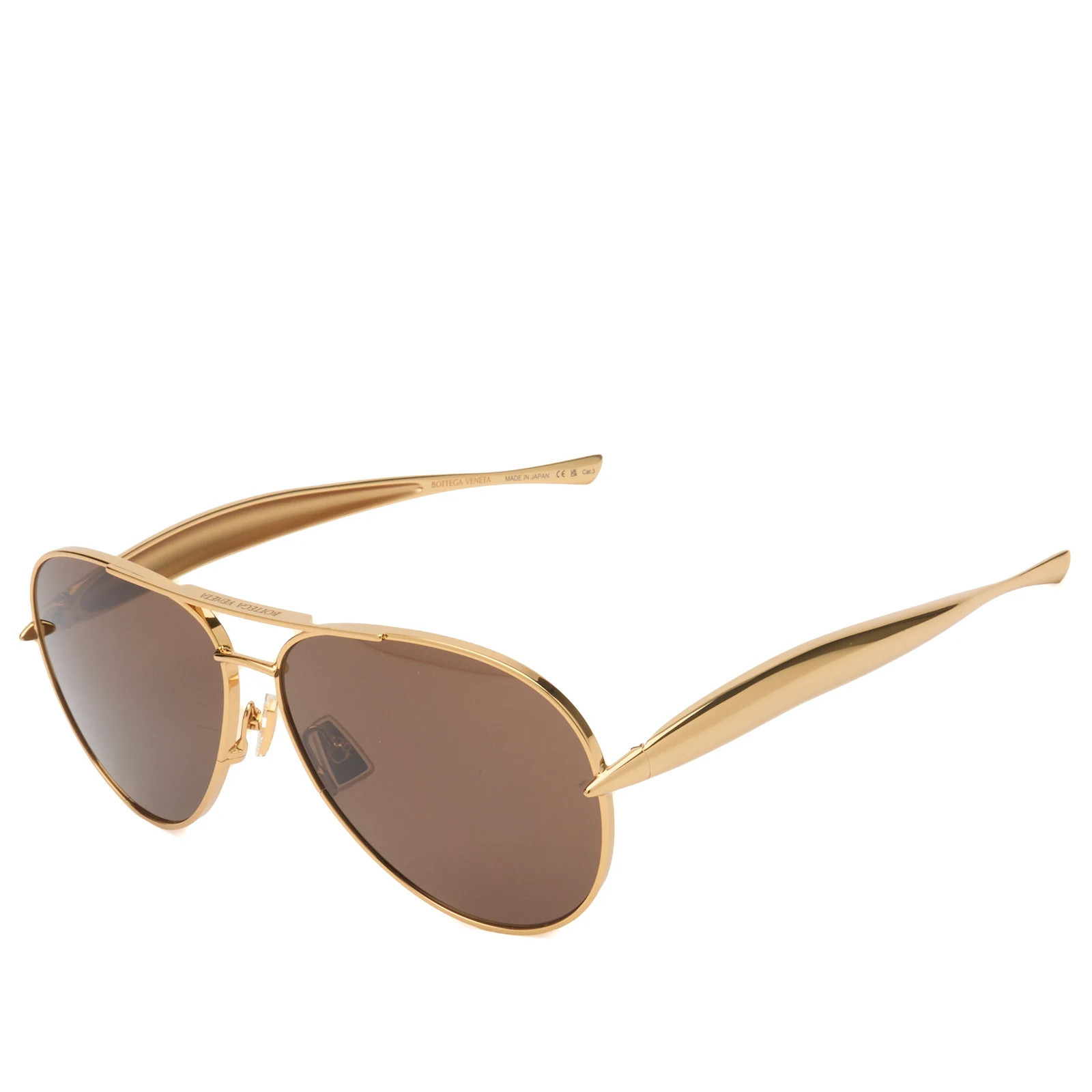 Bottega Veneta Eyewear Bottega Veneta BV1305S Sunglasses in Gold/Brown | END. Clothing