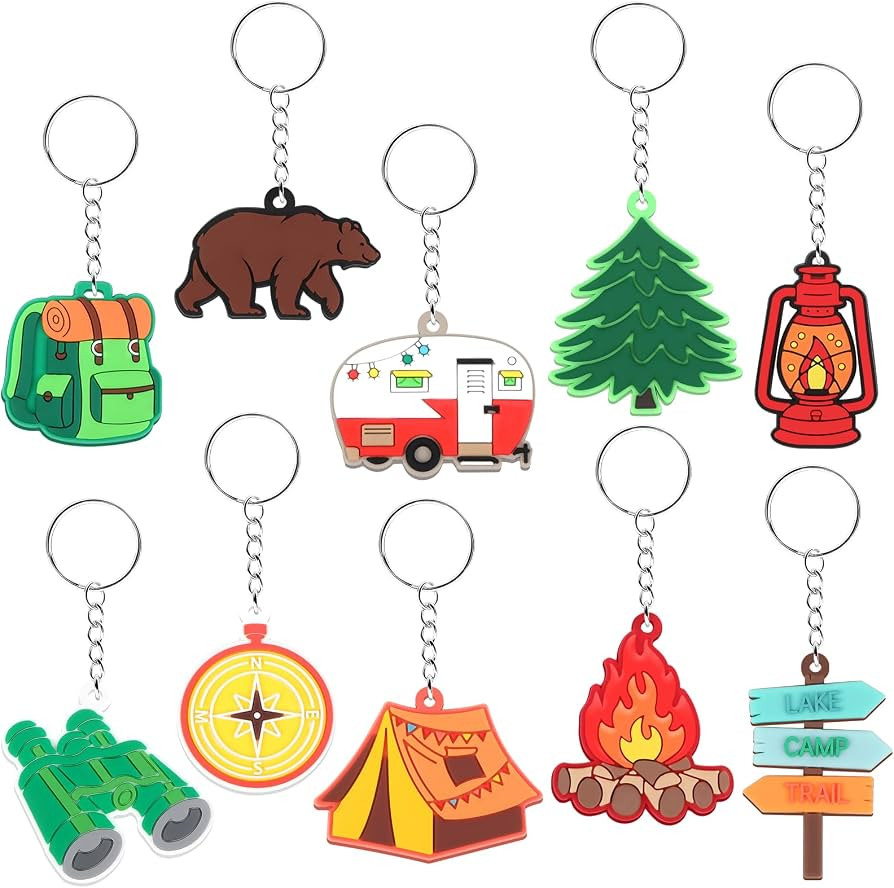 JUNEBRUSHS 30 Pcs Silicone Camper Keychains, Camping Party Favors Camping Accessories Camping Gif... | Amazon (US)