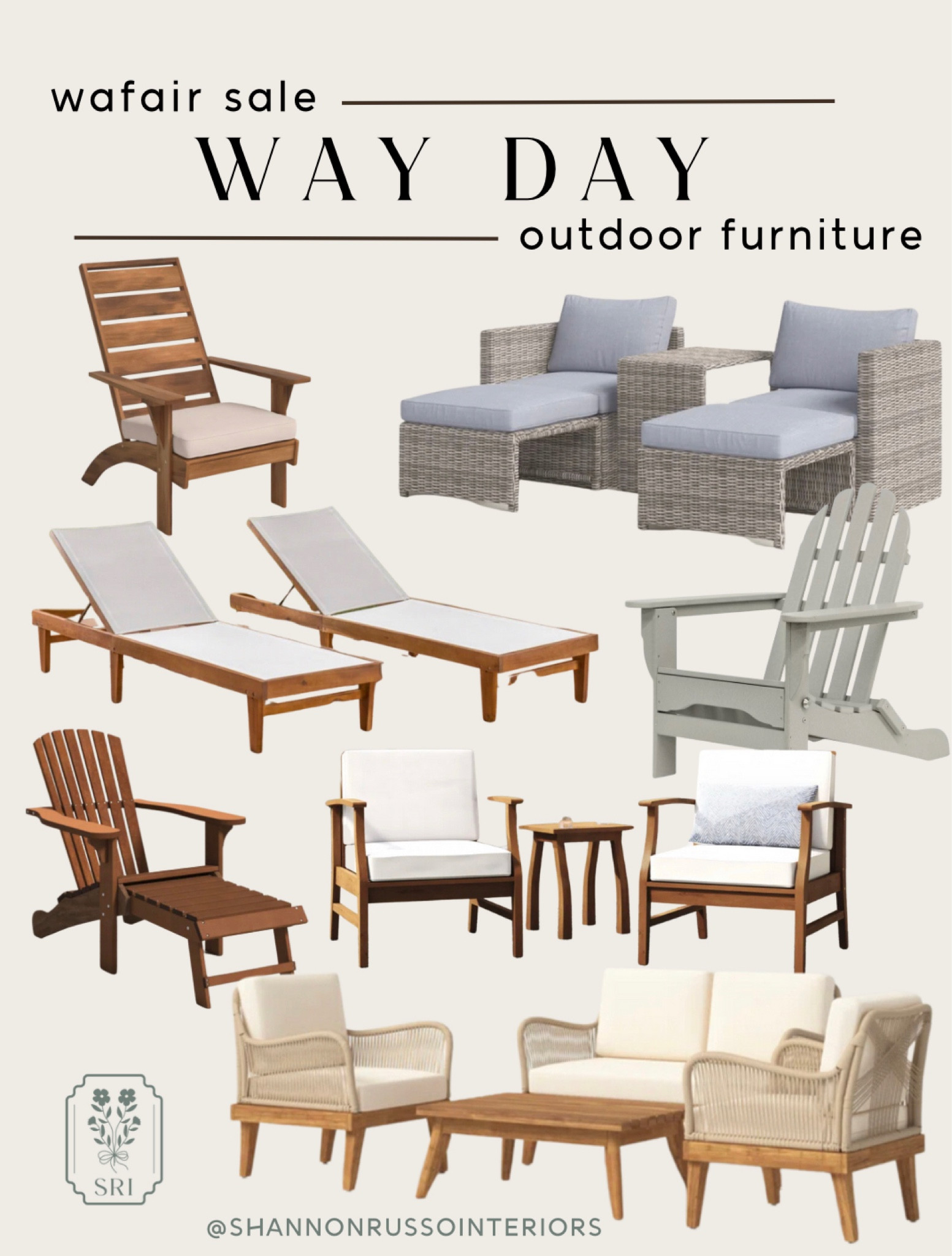 Wayfair WAY DAY 2 day sale! Biggest sale of the year and everything ships free! 

Outdoor furniture, patio furniture, wood furniture, Adirondack chairs, slatted chair, outdoor cushions, deck furniture, porch furniture, outdoor seating, furniture seats, outdoor table, bbq, backyard party, accent table, neutral decor, organic decor, coastal design, Shannon Russo Interiors, sale alert, budget, savings, good finds, 

#patiofurniture #outdoorfurniture #wayfair #waydaydeals #homedecor

#LTKSeasonal #LTKhome #LTKsalealert