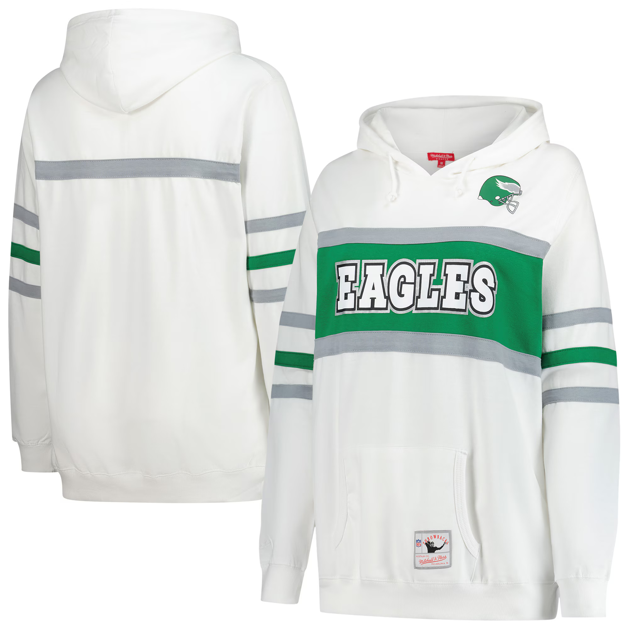 Philadelphia Eagles Mitchell & Ness Women's Plus Size Head Coach Throwback Pullover Hoodie - Whit... | Fanatics