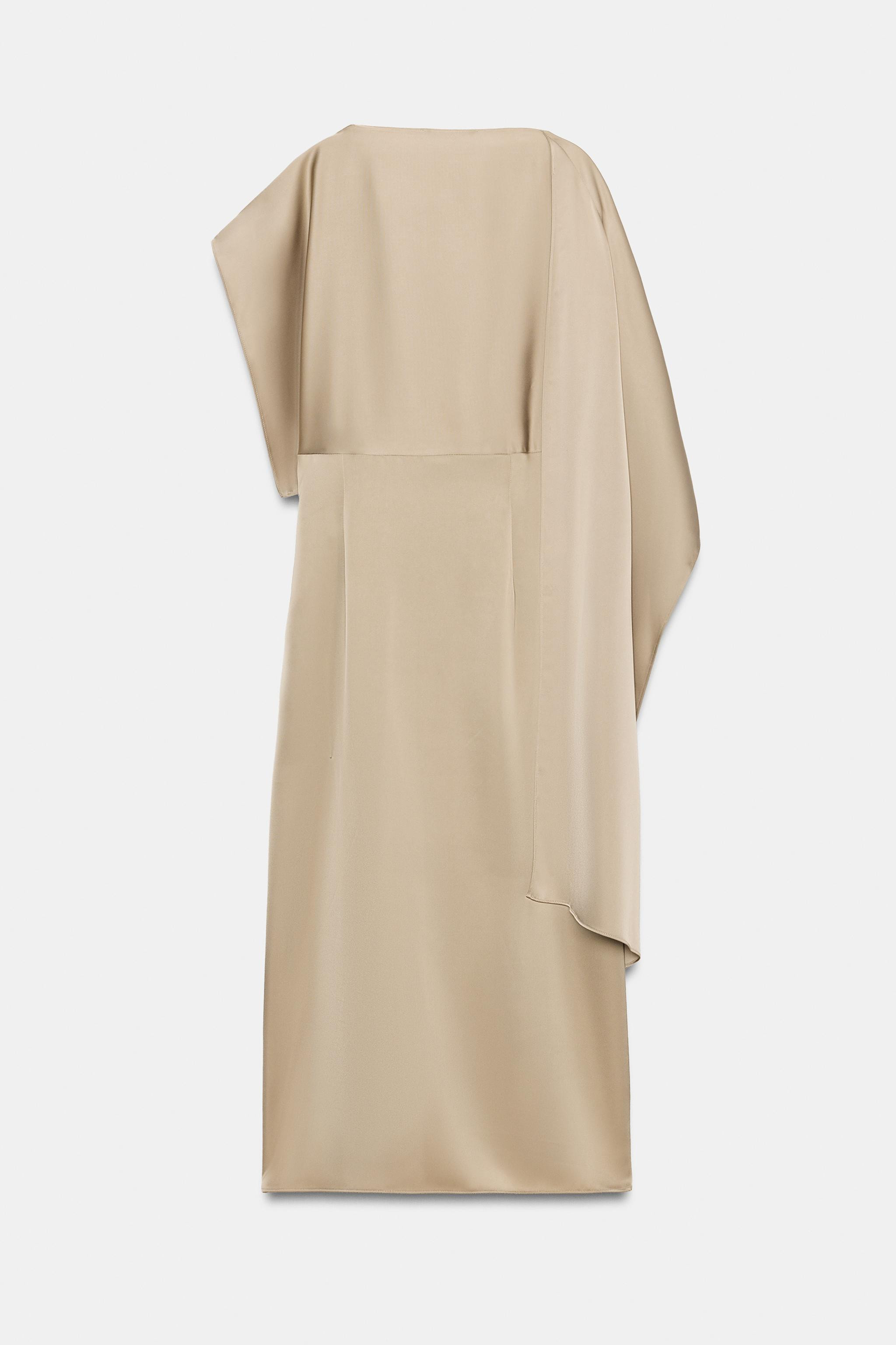 SATIN EFFECT CAPE MIDI DRESS | Zara US