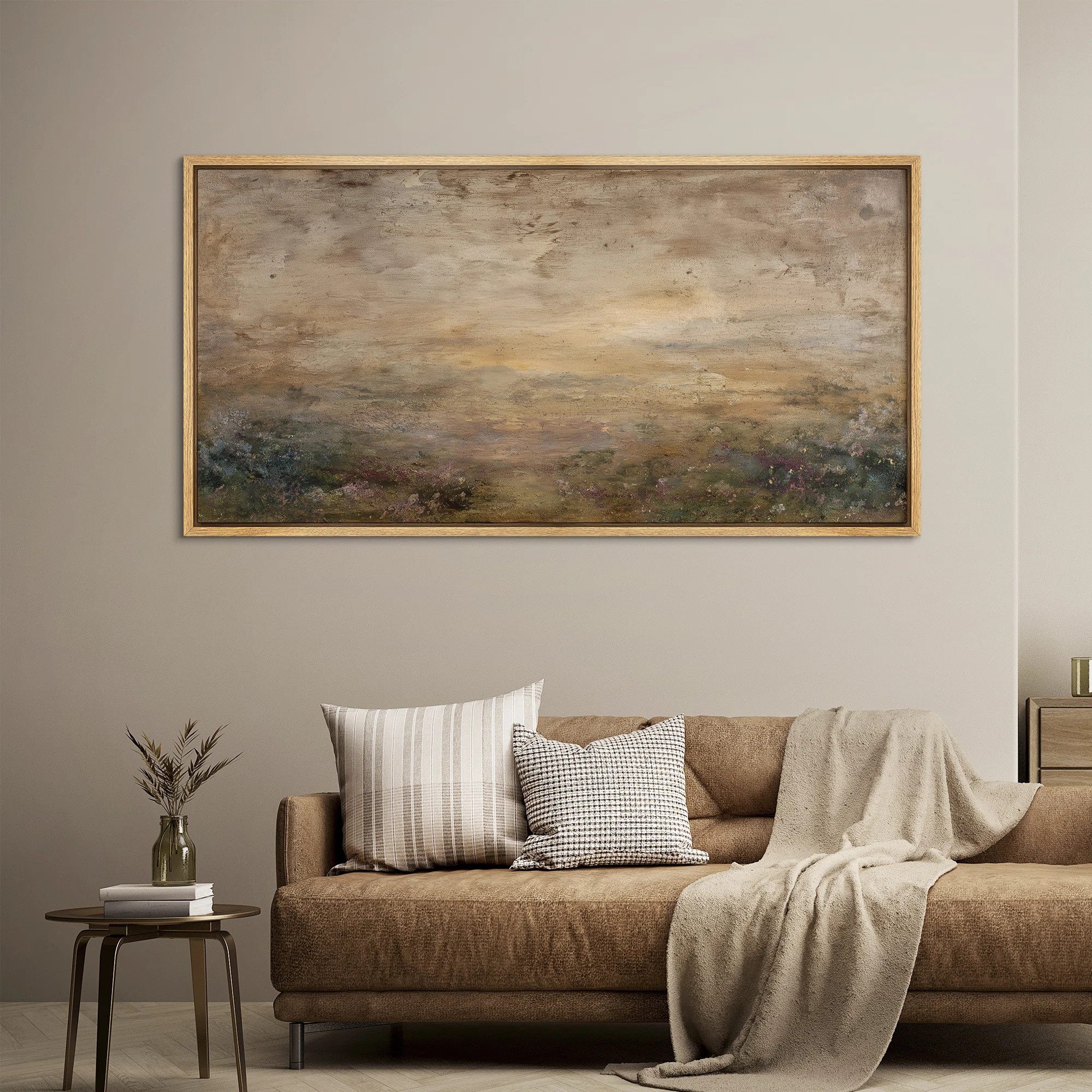 Horizon Atmospheric Landscape with Earthy Tones - Large Framed Canvas Master Bedroom Wall Art Print | Wayfair North America