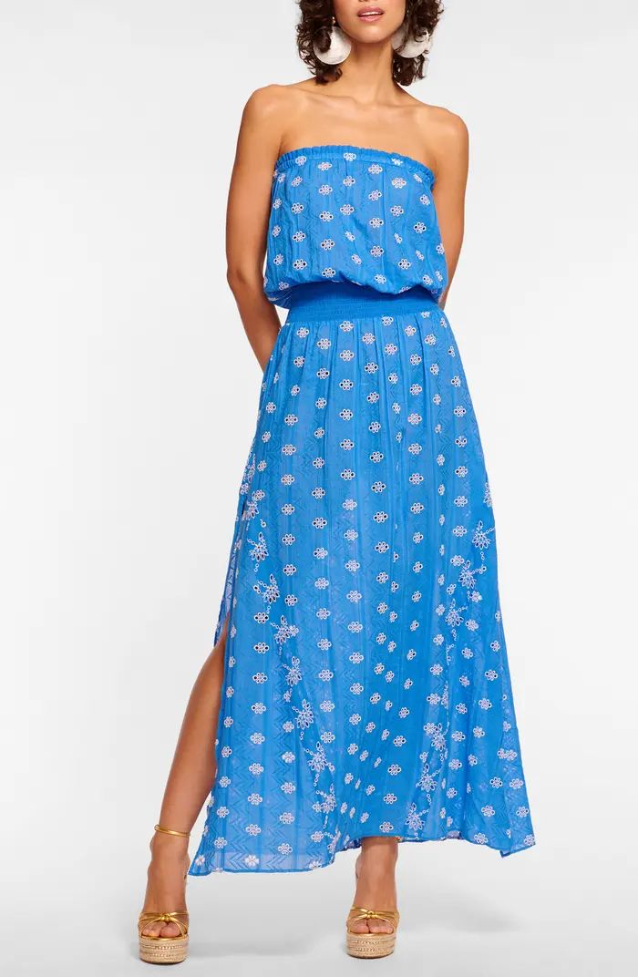 Cynthia Embroidered Cover-Up Strapless Maxi Dress | Nordstrom