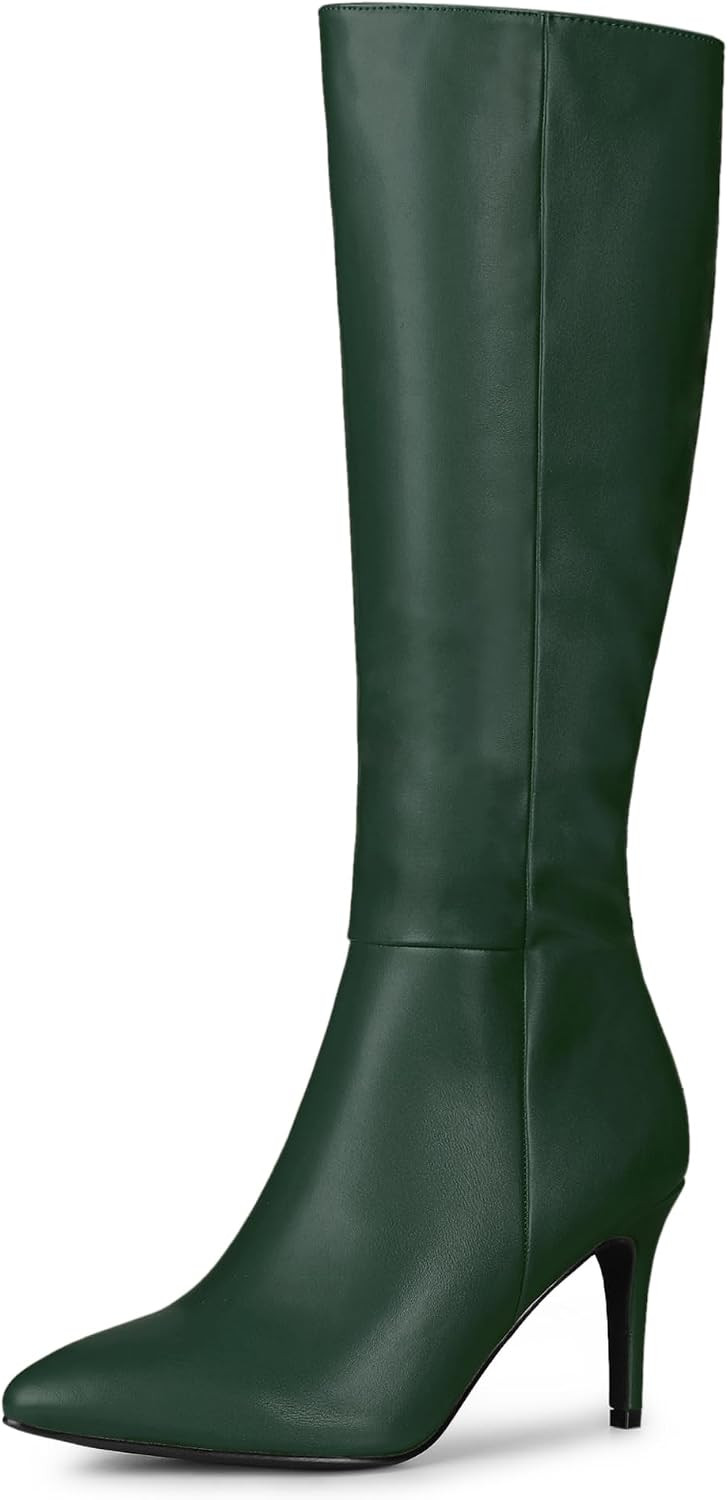 Allegra K Women's High Heels Pointed Toe Stiletto Heel Knee High Boots | Amazon (US)