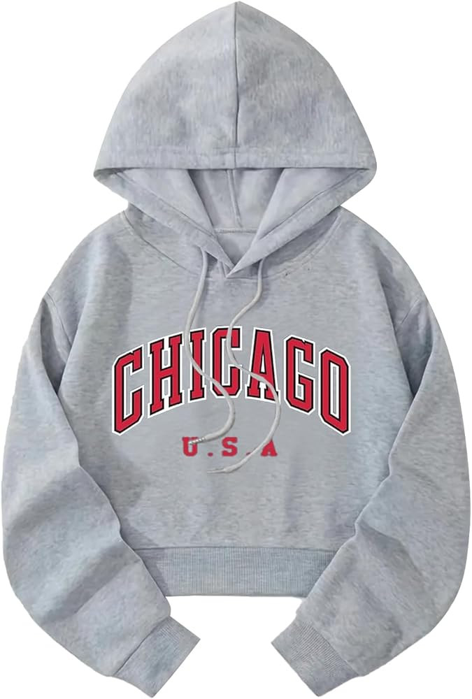 Hilinker Womens Graphic Long Sleeve Cropped Hoodies Drawstring Hooded Sweatshirt | Amazon (US)