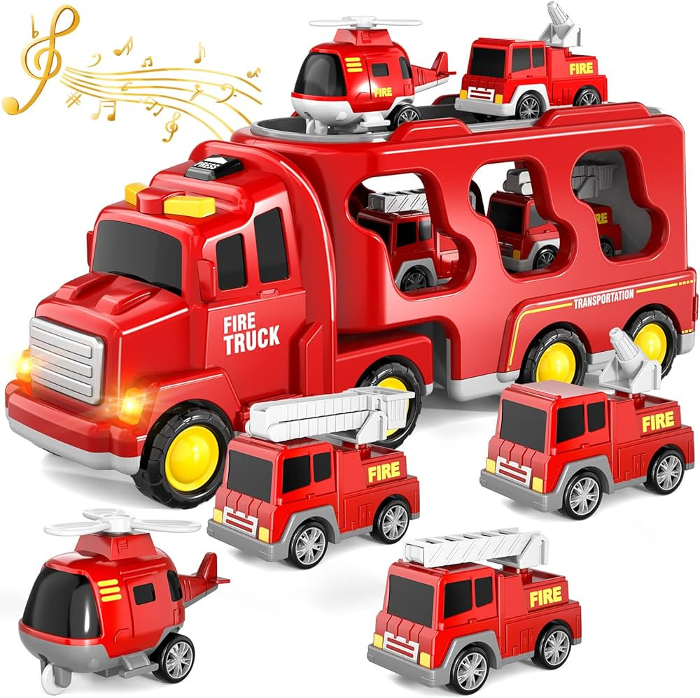 Bennol Toddler Trucks Toys for Boys Age 1-3 3-5, 5 in 1 Fire Car Truck Bus for Toddlers Boys Girl... | Amazon (US)
