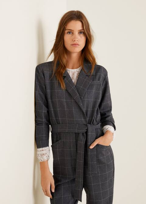 Lange geruite jumpsuit - Dames | MANGO (NL)