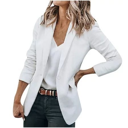Jackets for Women Fashion Casual Open Front Cardigan Button Long Sleeve Small Suit Tops Simple Light | Walmart (US)