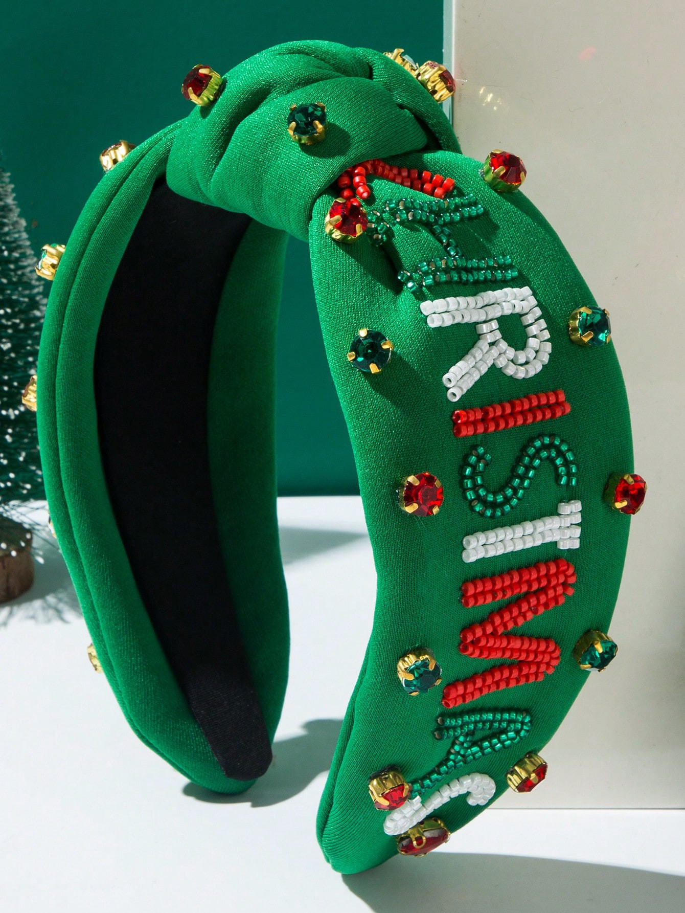 1pc Elegant Handmade Cloth Christmas Element Hair Hoop With Rhinestone, Letter Decoration, Fashio... | SHEIN