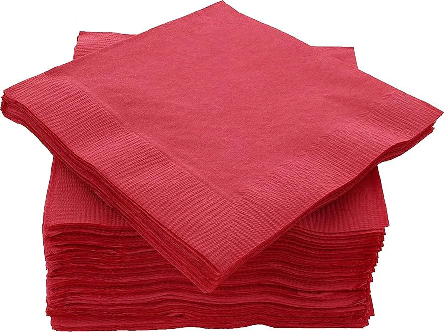 Big Party Pack 100 Count Red Beverage Napkins - Ideal for Wedding, Party, Birthday, Dinner, Lunch... | Amazon (US)