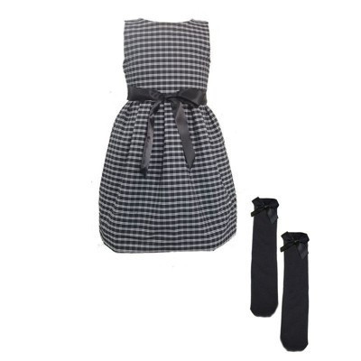 Mi Amore Gigi Holiday Plaid Dress and Sock Set+Small+Black | Target