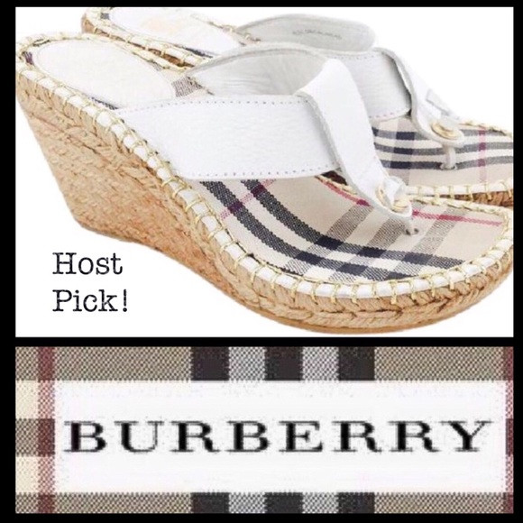 🌟HP🌟Burberry White Nova Check Espadrille Thong 9 | Poshmark