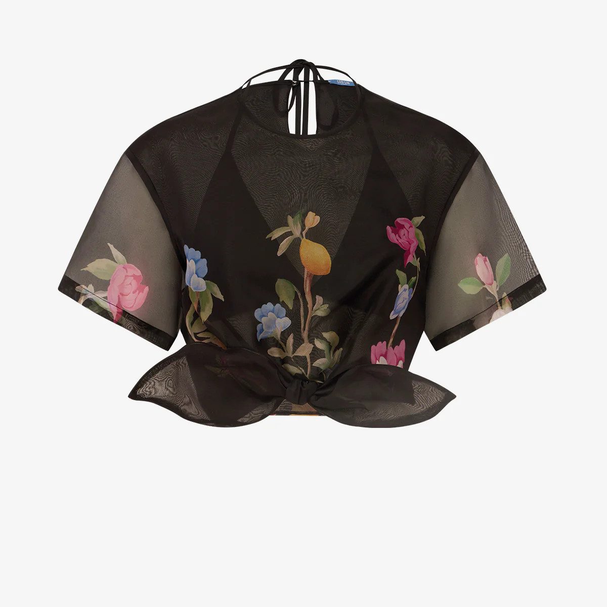 Riley Sleeve Top - Lemon Vine Print in Ebony | LEO LIN US
