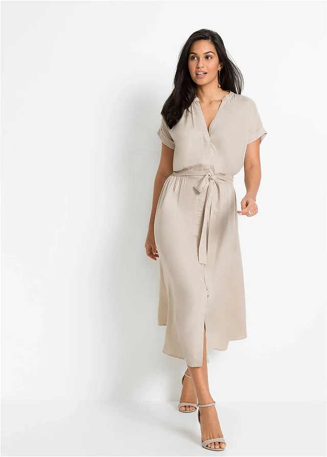 Overhemdjurk van soepele viscose beige | Bonprix NL (Influencer)
