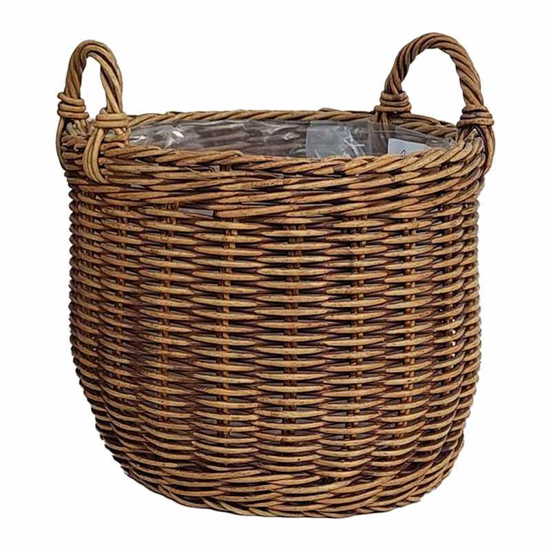 Haven Polyrattan Lined Basket Planter, Medium | At Home