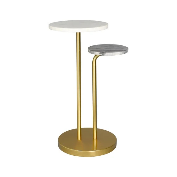 Ox Bay Adelaide Round Marble and Metal Drink Table for living room, Gold/White, Solid Transitiona... | Walmart (US)