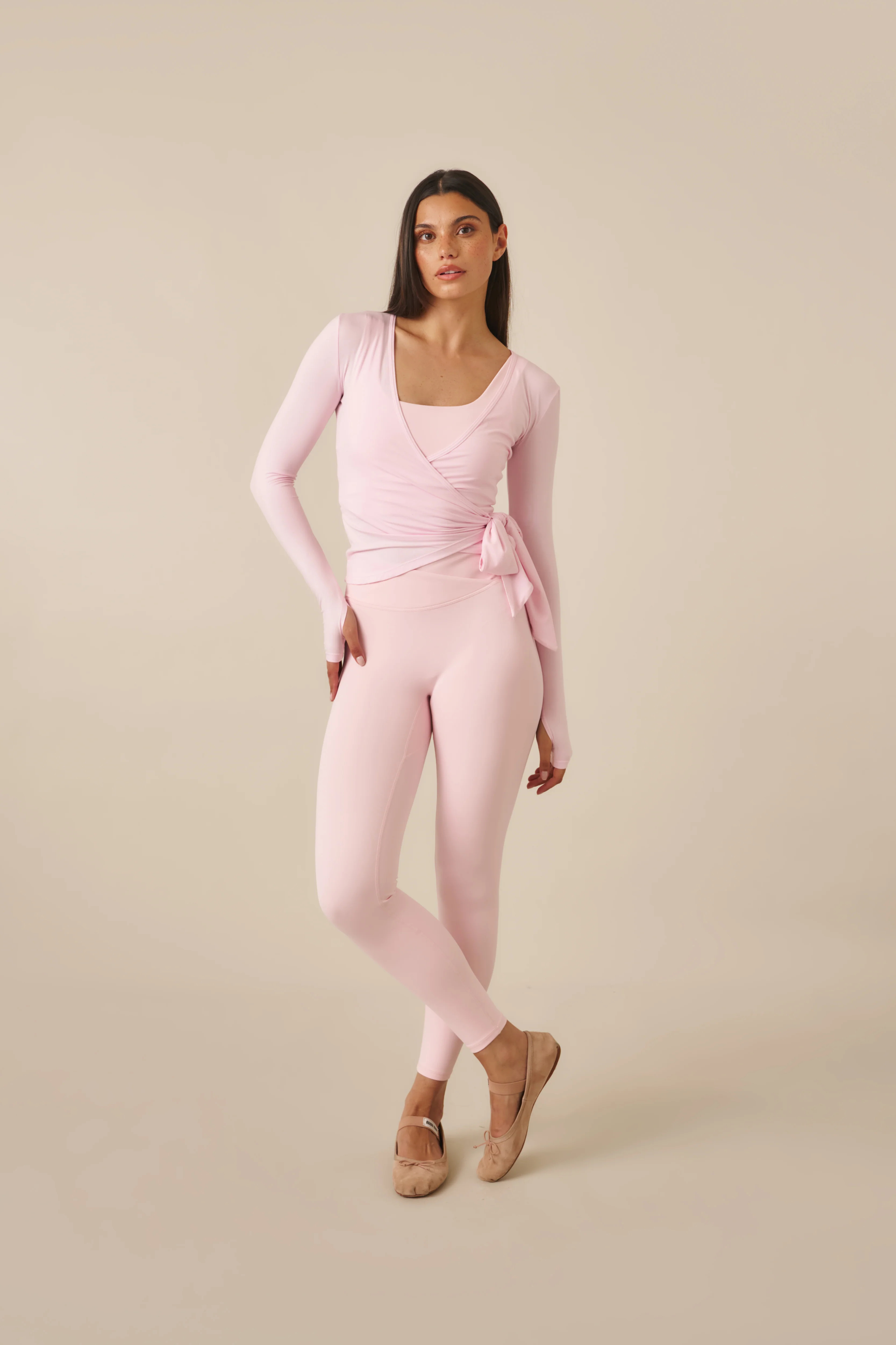 Smoothform Wrap Waistband High Waist Leggings - Ballerina Pink | Reasn