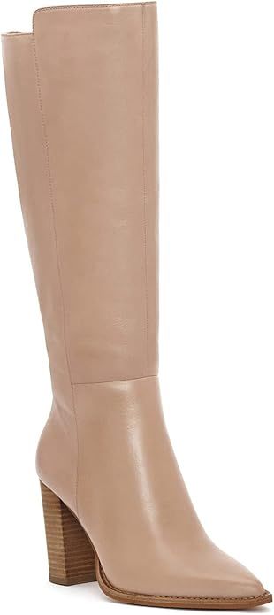 Amazon.com | Juliet Joly Women's Pointed Toe Knee High Boots Stacked Block High Heel Wide Calf Bo... | Amazon (US)