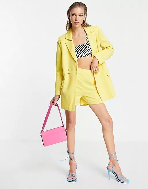 Extro & Vert oversized blazer and tailored mom shorts co-ord in yellow | ASOS | ASOS (Global)