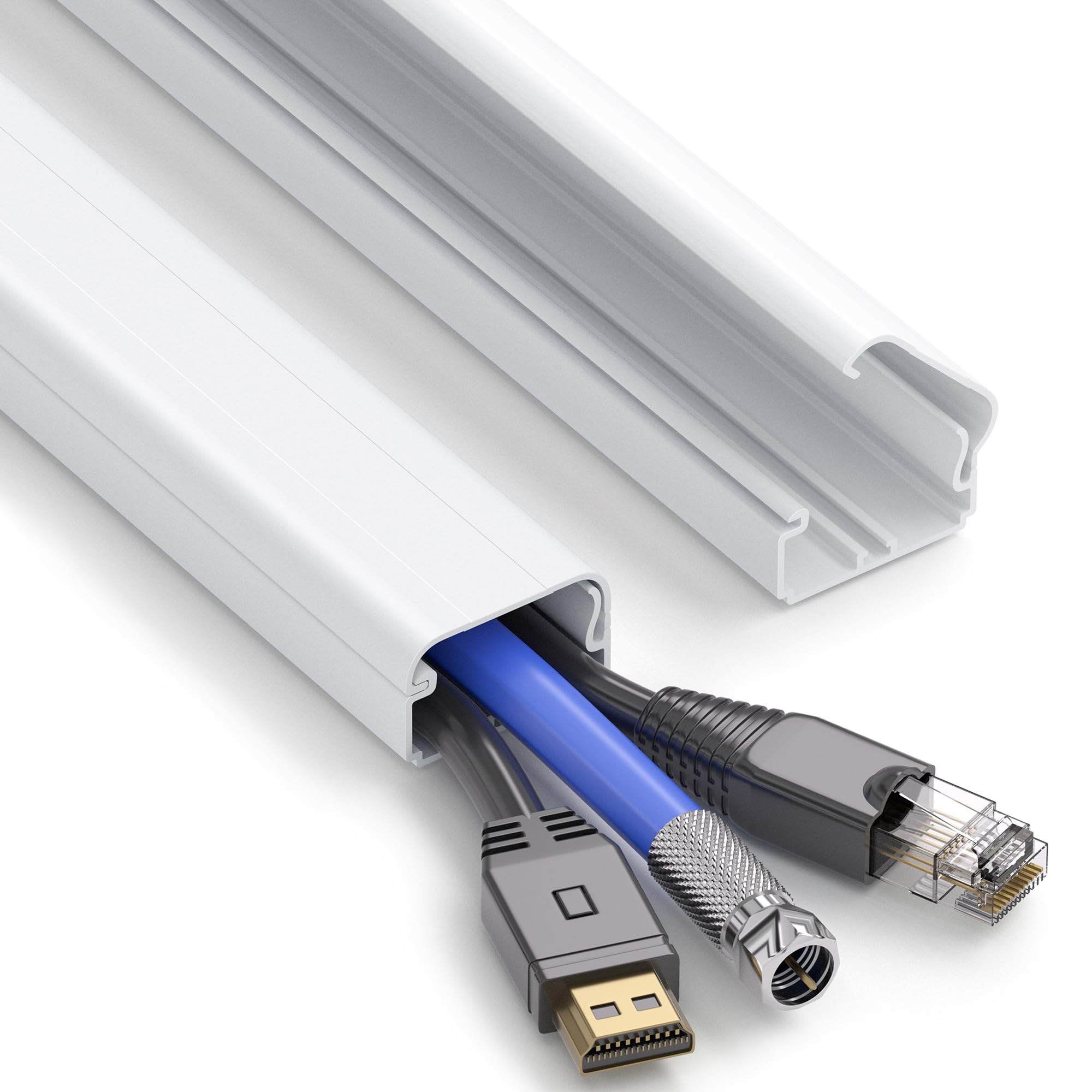 ZhiYo Large Capacity Wire Hiders for TV on Wall, 63in (4xL15.8in) PVC Cable Cover, Snap and Lock Design, White Cord Covers for Wires on Wall | Amazon (US)