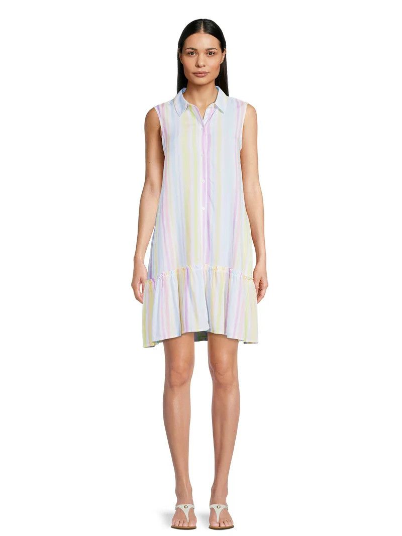 Time and Tru Women's Sleeveless Shirt Dress | Walmart (US)