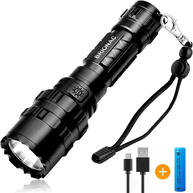 [2020 Upgrade] Brionac Rechargeable LED Flashlight, Waterproof Flashlight High Lumen Super Bright... | Amazon (US)