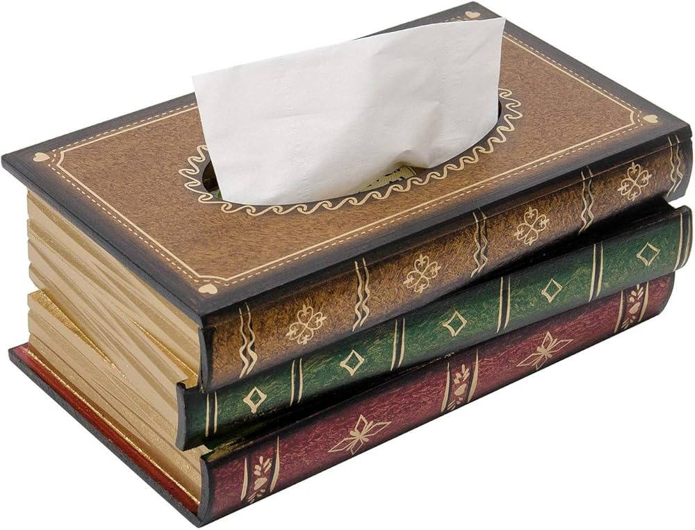 Crafted Classical Retro Wooden Antique Book Tissue Box Cover Rectangular Tissue Holder Dispenser ... | Amazon (US)