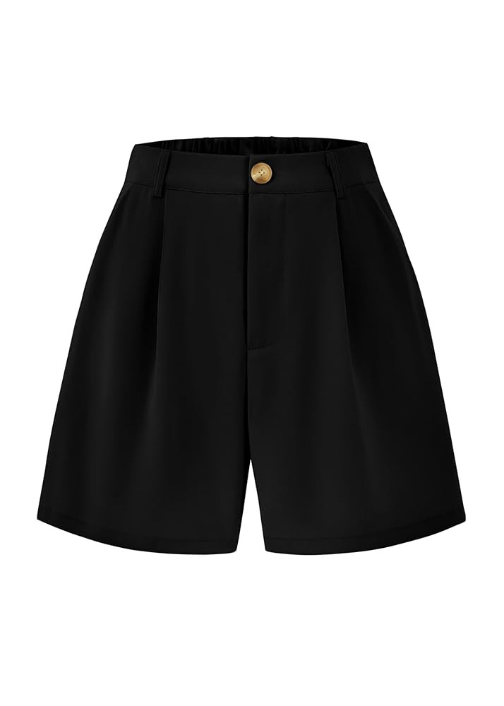 KIRUNDO Shorts for Women Dressy Casual Summer Elastic Waist in The Back Pleated Wide Leg Tailored... | Amazon (US)