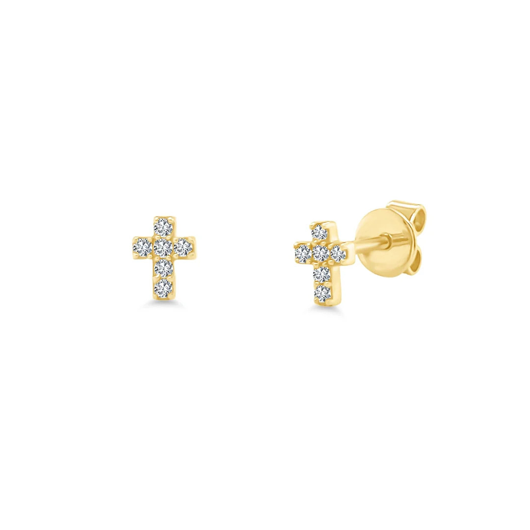 Mini Pave Cross Stud | LINDSEY LEIGH JEWELRY