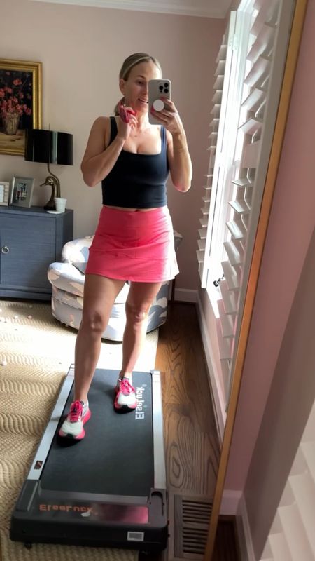 Loving this pink tennis skirt from Lululemon (size 6). My cropped workout top is from Amazon (XS) and my Brooks running shoes are also on sale at Amazon. I go up 1 full size in all my running shoes. 

#LTKStyleTip #LTKSeasonal #LTKActive