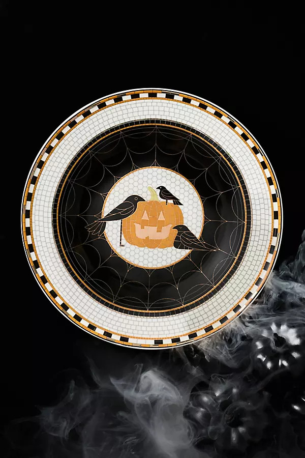 Bistro Tile Stoneware 24k Gold Accent Halloween Dessert Plate | Anthropologie (US)
