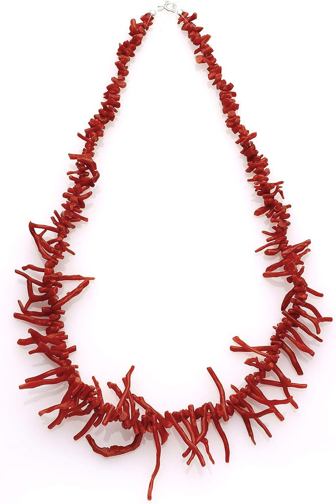 Gioielli frangia in corallo rosso del Mediterraneo. Collana, bracciale e orecchini montati in arg... | Amazon (IT)