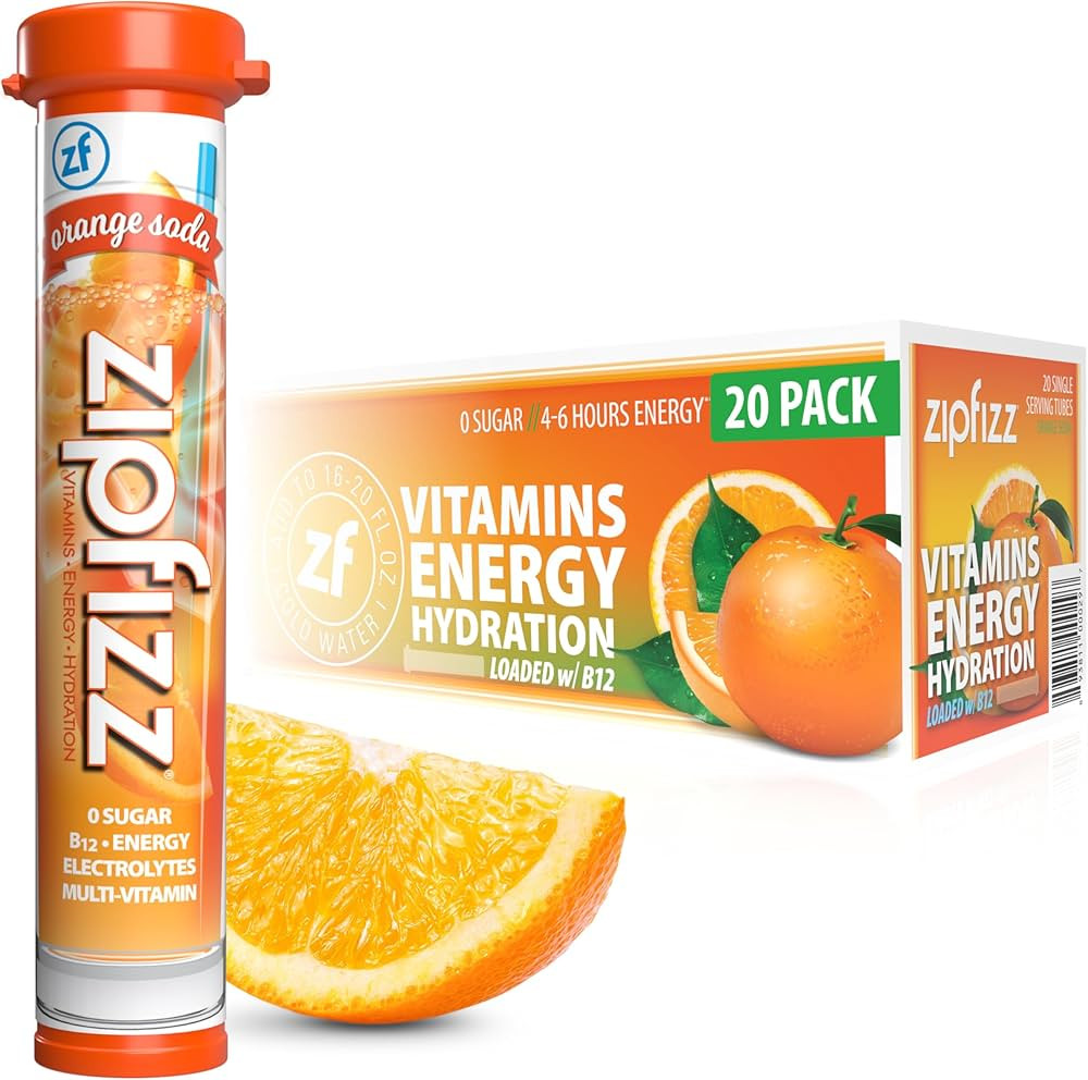 Zipfizz Daily Energy Drink Powder, Orange Soda, 20 Pack | 3-in-1 Sustained Energy, Rapid Hydratio... | Amazon (US)