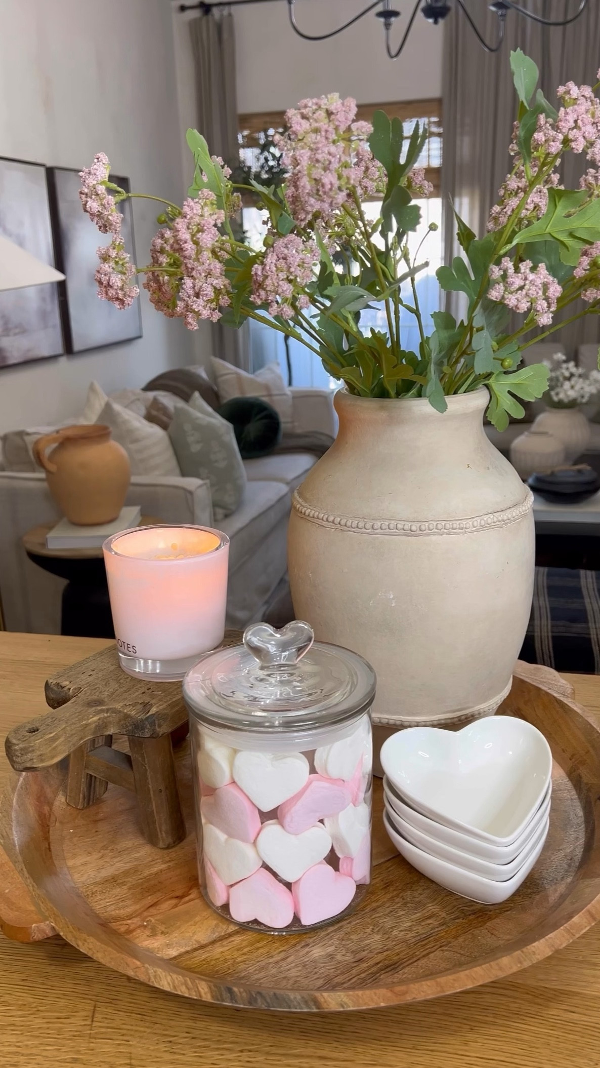 Valentine’s Day tray styling, kitchen decor , vase, floral, heart shaped bowls 

#LTKhome #LTKsalealert #LTKVideo