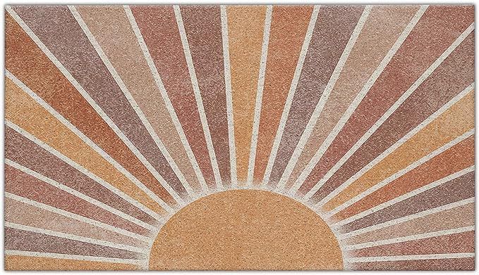 Retro Boho Neutral Sun Sunrise Sunset Sunshine Mid Century Modern Waterproof Door Mat Outdoor Ent... | Amazon (US)