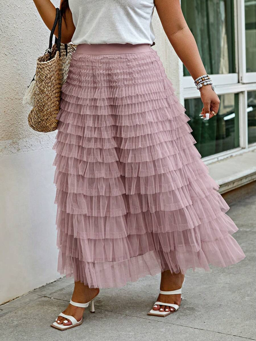 SHEIN Privé Plus Size Solid Color Layered Asymmetric Mid-Length Skirt SKU: sz2403121582632623


... | SHEIN