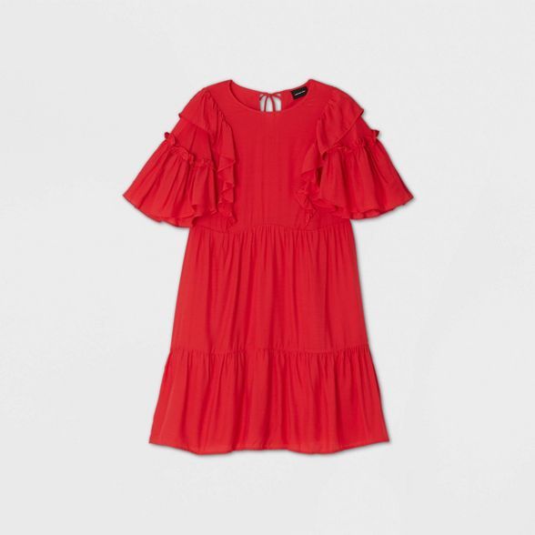 Women's Bell Short Sleeve Silky Ruffle  Dress - Who What Wear™ | Target