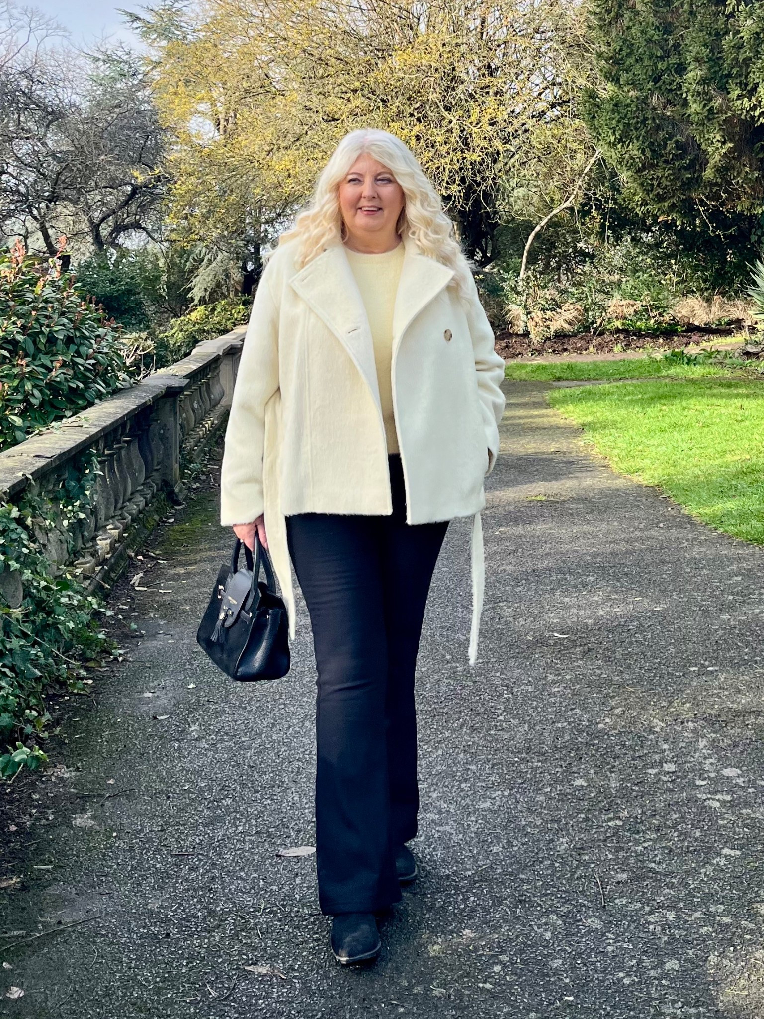 Marks and Spencer lemon coat and jumper 
Lovall flare leggings in black 

#LTKeurope #LTKspring #LTKuk