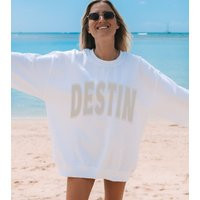 Destin Sweatshirt, Trendy Varsity Aesthetic College Crewneck, Oversized Minimalist Sweater, Bachelorette Shirt | Etsy (US)