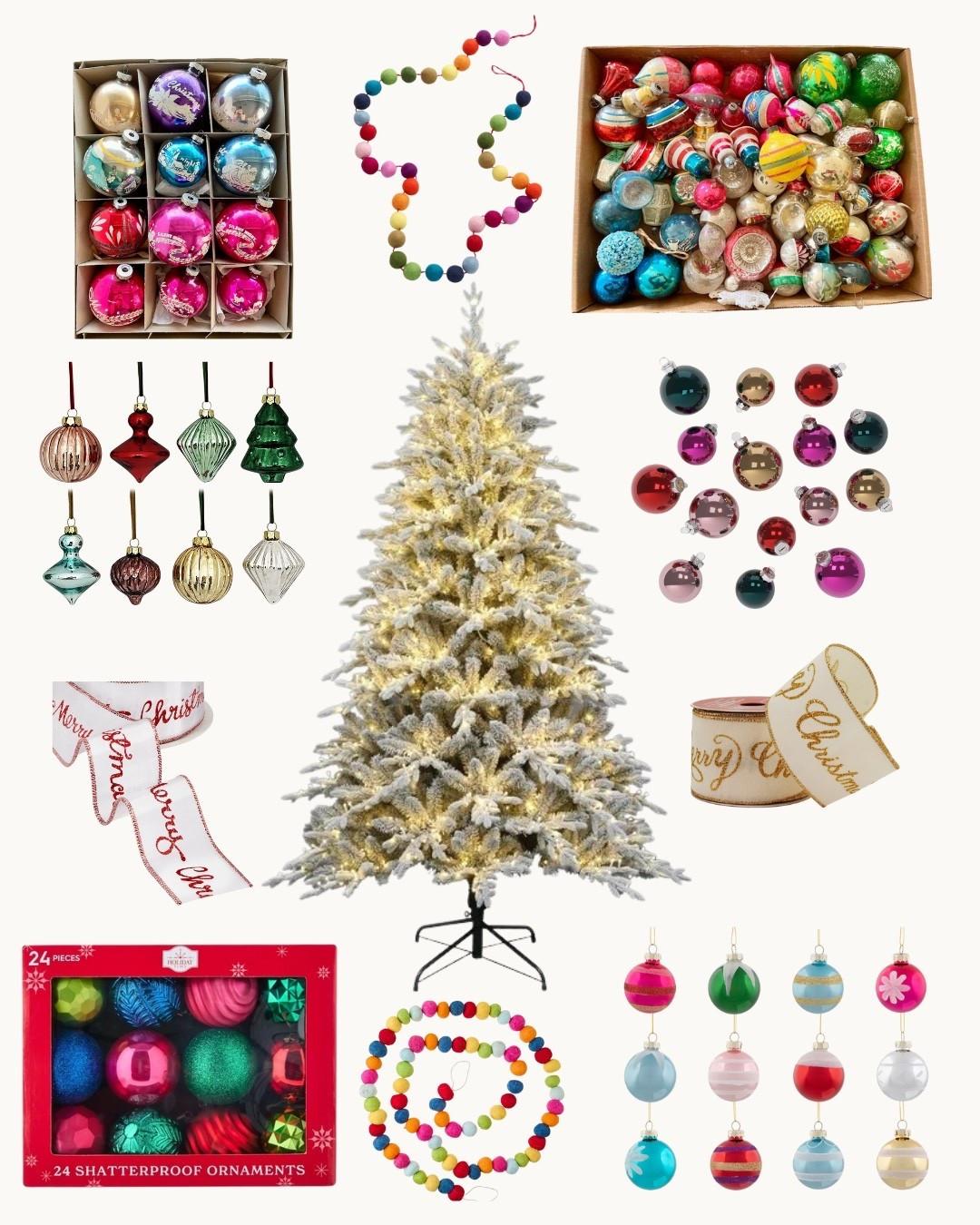 Colorful vintage inspired Christmas tree 

#LTKHoliday #LTKSeasonal
