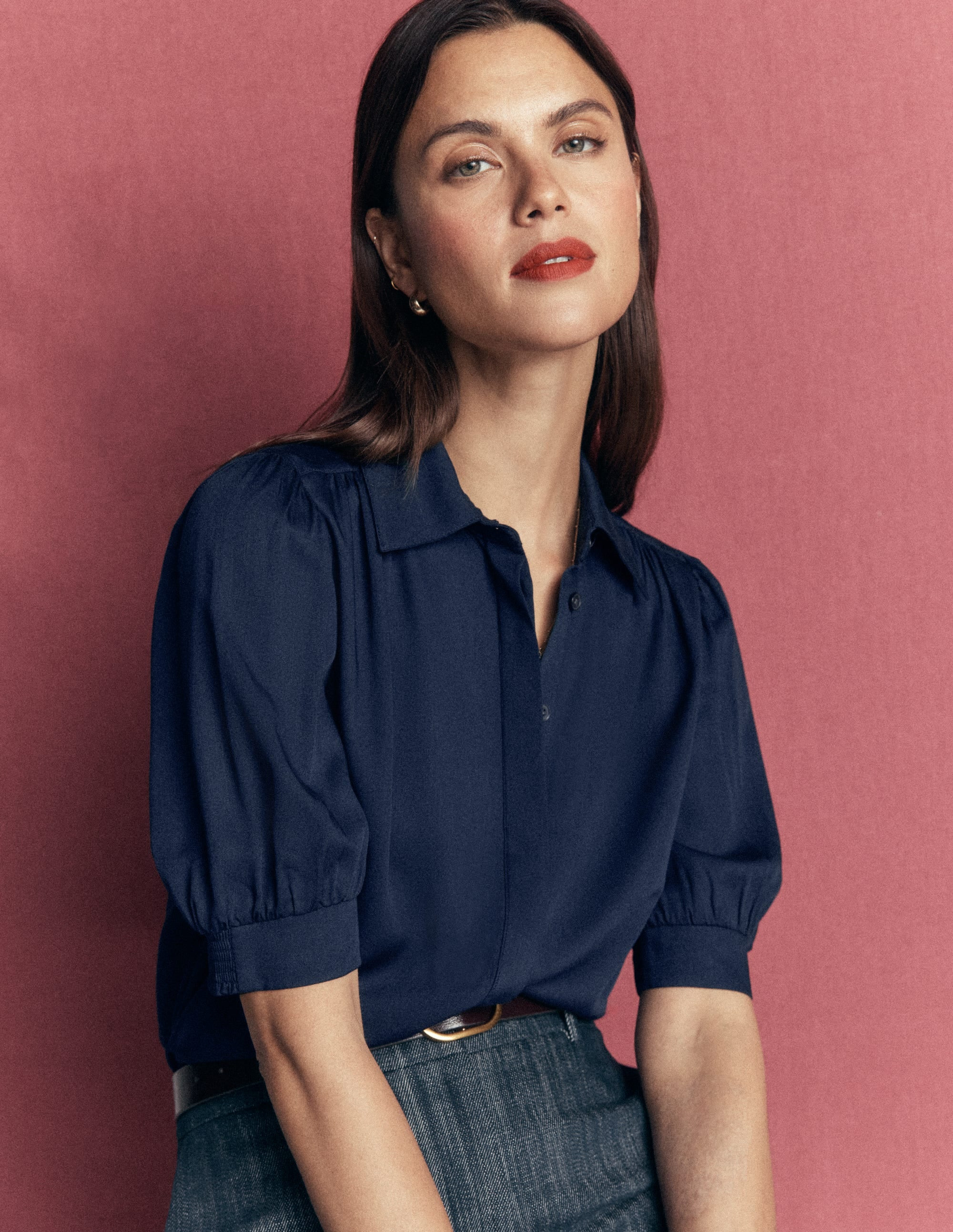 Penelope Viscose Top-French Navy | Boden (US)