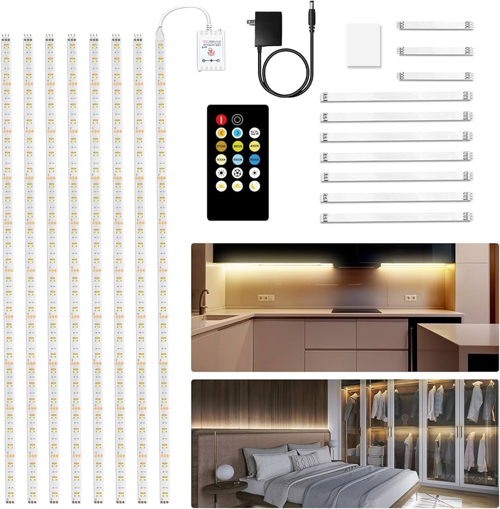 DAYBETTER Under Cabinet Lights, 13 ft Dimmable Under Cabinet Lighting with Remote, LED Strip Ligh... | Amazon (US)