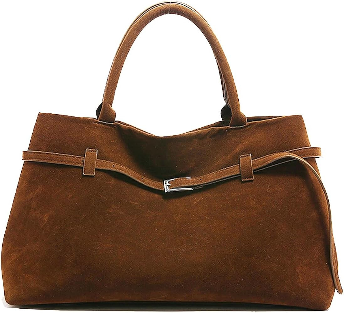 TIAASTAP Suede Tote Bags for Women - Ladies Handbags Leather Top Handle Bag Vintage Work Tote Bag... | Amazon (UK)